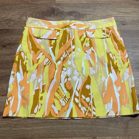 J.Crew Bright Summer Mini Skirt Womens Size 2 Yellow Orange Stretch Cotton - Picture 1 of 7